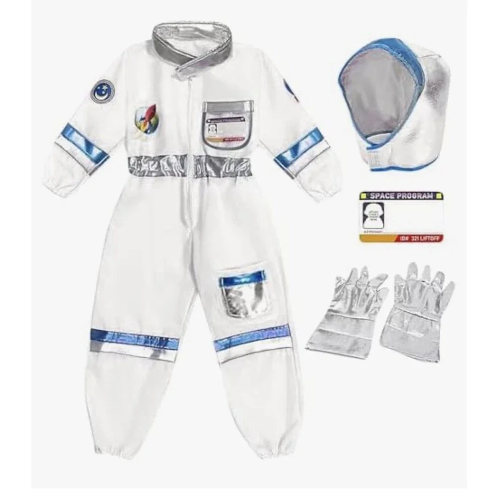 Astronaut Costume jumpsuit Gloves  Helmet NASA NWOT Halloween costume kids small